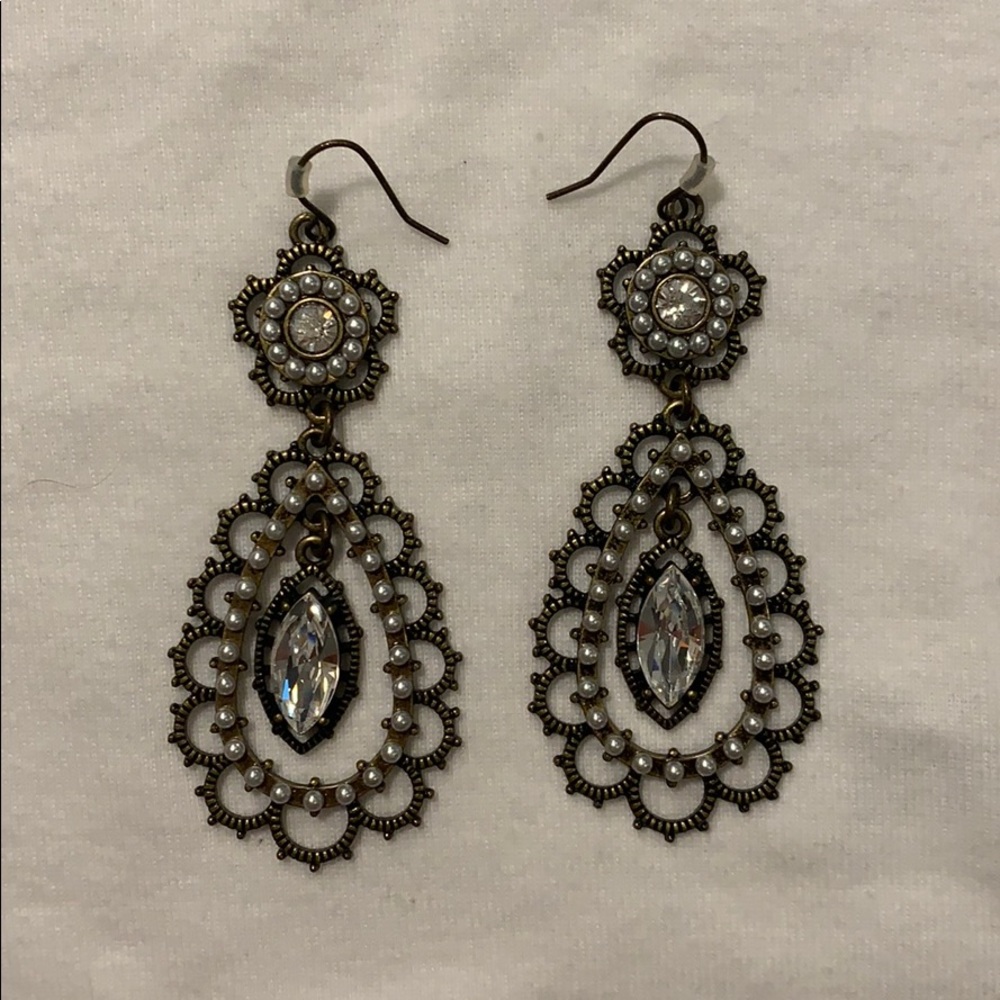 Pearl Cluster Drop Earrings